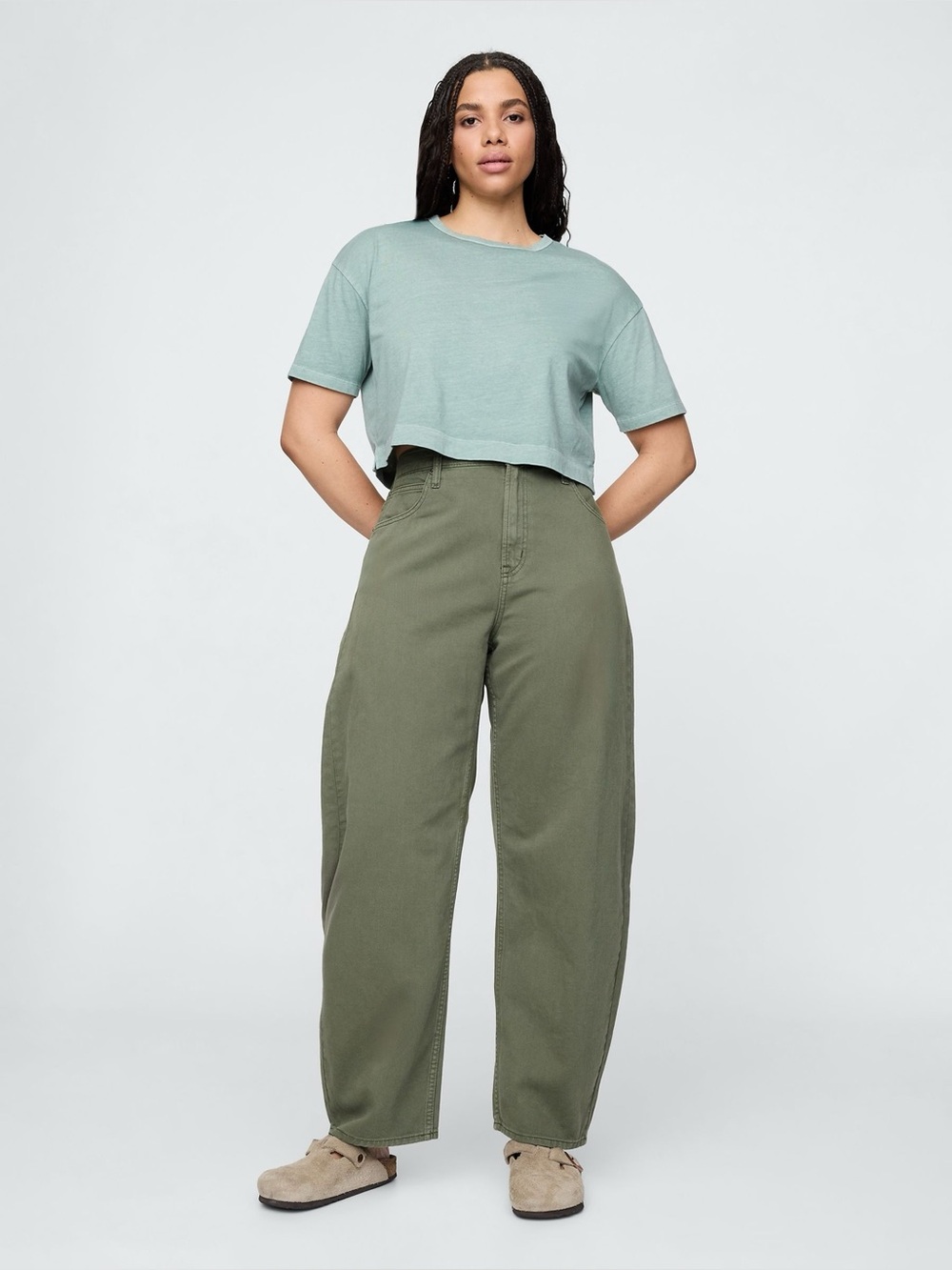 GAP Barrel Leg Khaki Jeans Black Moss Size 8